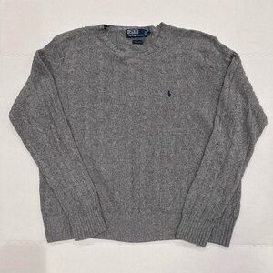 Vintage Polo Ralph Lauren Silk Cable Knit Sweater Gray Men's Large